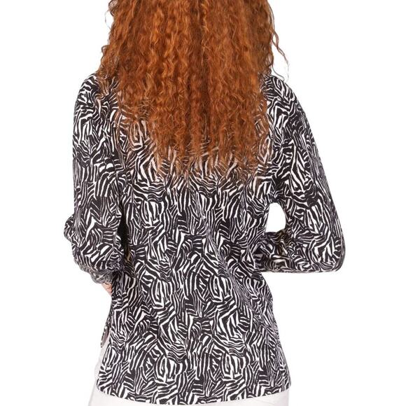 NWT! Michael Kors Zebra Animal Print V-Neck Pullover Sweater - Size Large - Picture 3 of 8